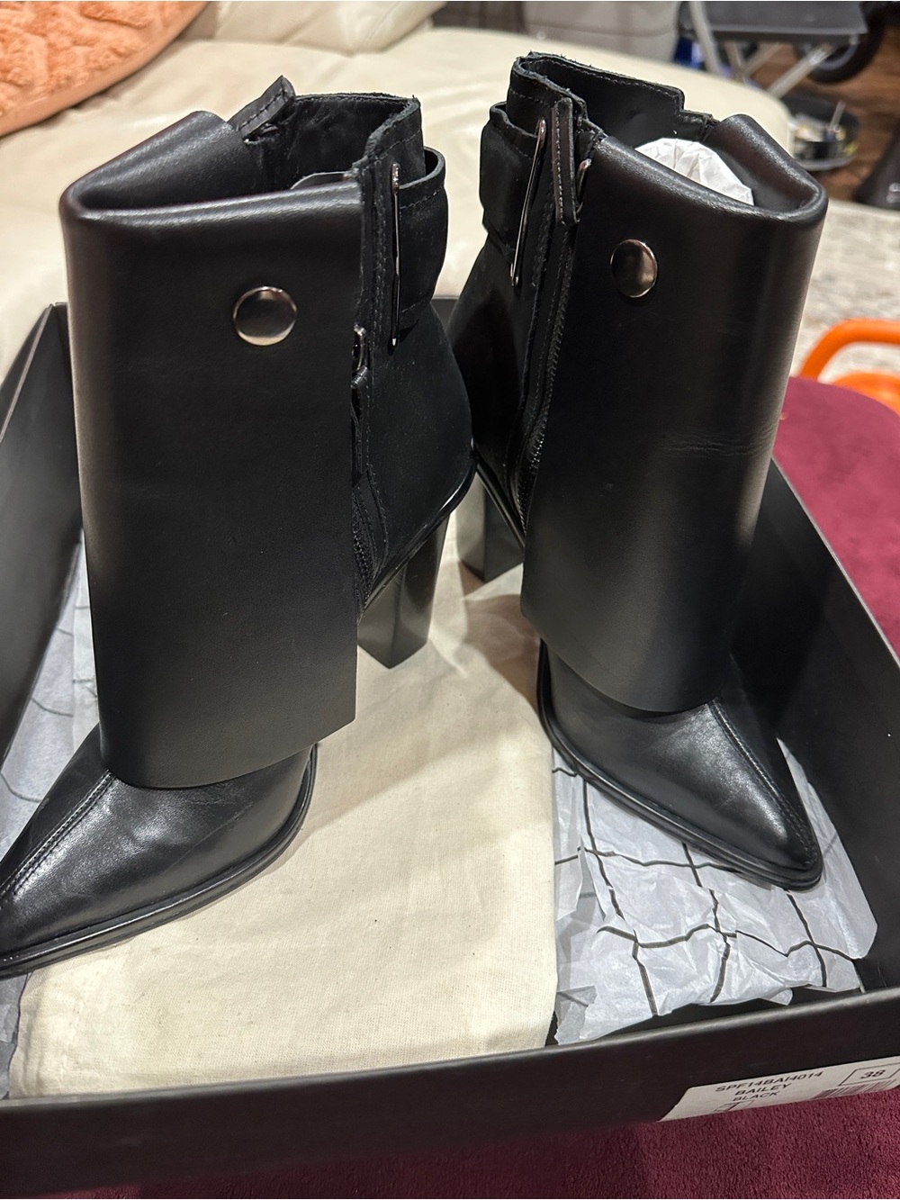 Tibi Black Women's Pointed-Toe Ankle Boots